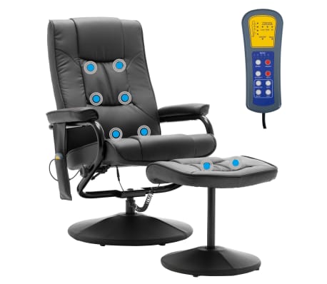 vidaXL Massage Chair with Foot Stool Gray Faux Leather