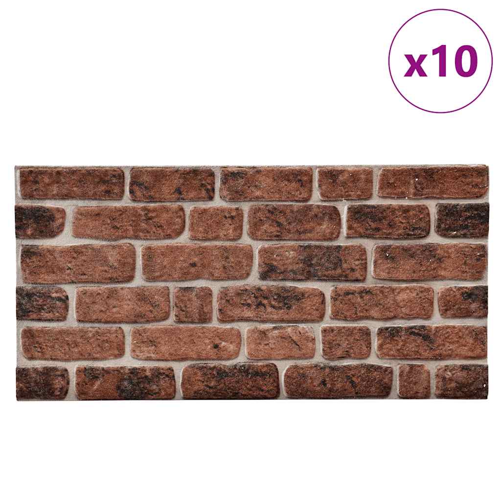 vidaXL 10 st Wandpanelen 3D donkerbruine baksteen EPS afbeelding