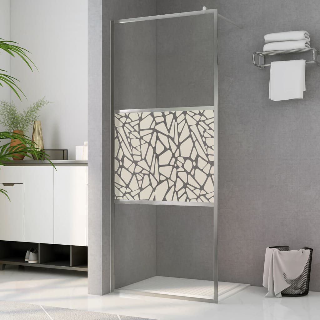 vidaXL Paravan de duș walk-in, 115 x 195 cm, sticlă ESG, model piatră vidaxl.ro