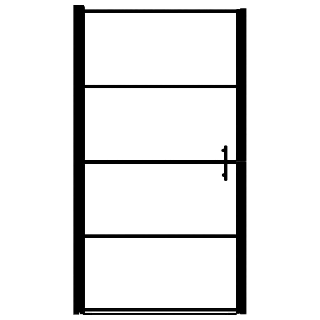 vidaXL Douchedeur mat 81x195 cm gehard glas zwart afbeelding