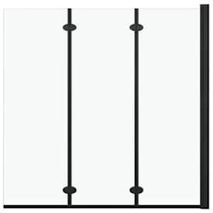 vidaXL volditav du&scaron;inurk kolme paneeliga, ESG, 130 x 138 cm, must