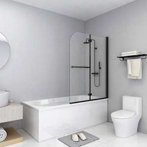 Zložljiva pregrada za tuš z 2 paneloma ESG 95x140 cm črna