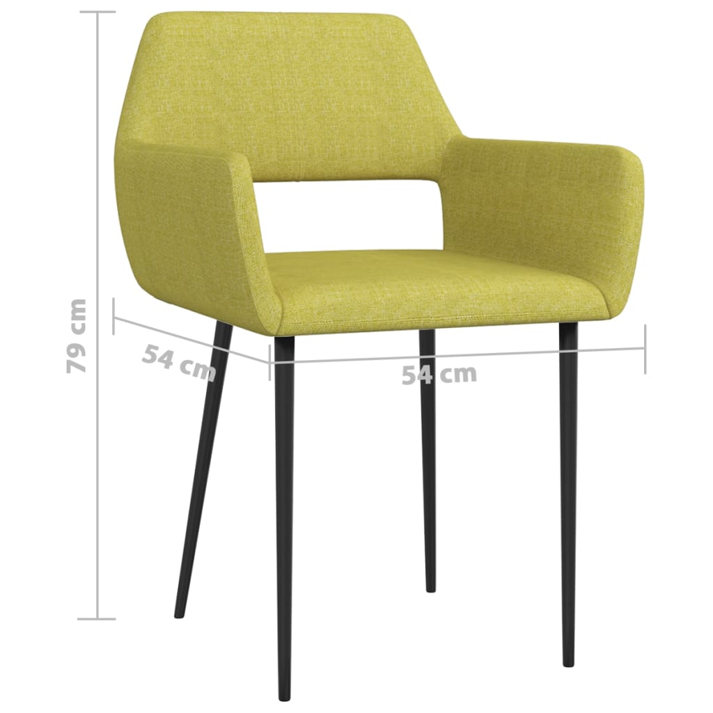 Scaune de bucătărie, 2 buc., verde, material textil