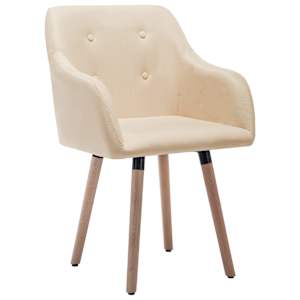 vidaXL Valgomojo kėdės, 2vnt., kreminės spalvos, audinys