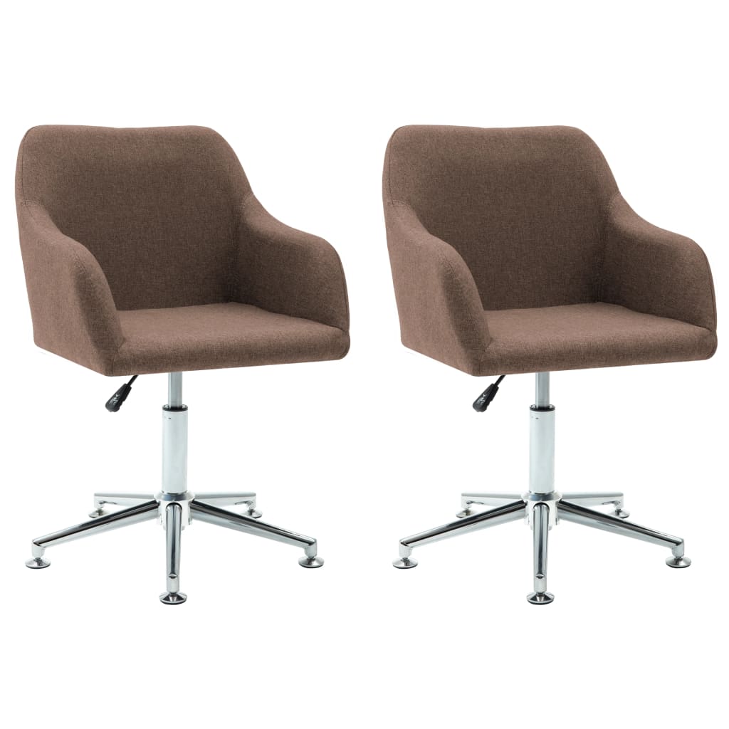 Photos - Chair VidaXL Swivel Dining  2 pcs Brown Fabric 