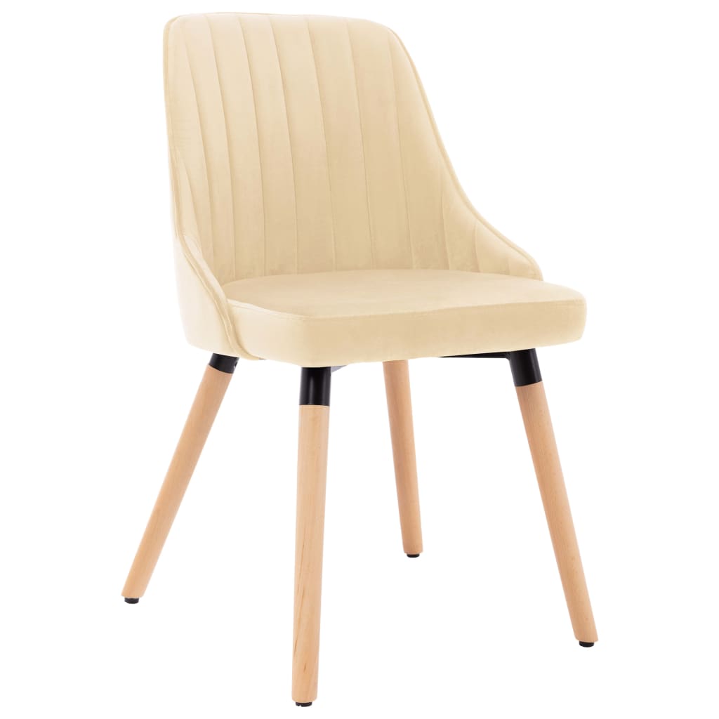 vidaXL Eetkamerstoelen 2 st fluweel crèmekleurig