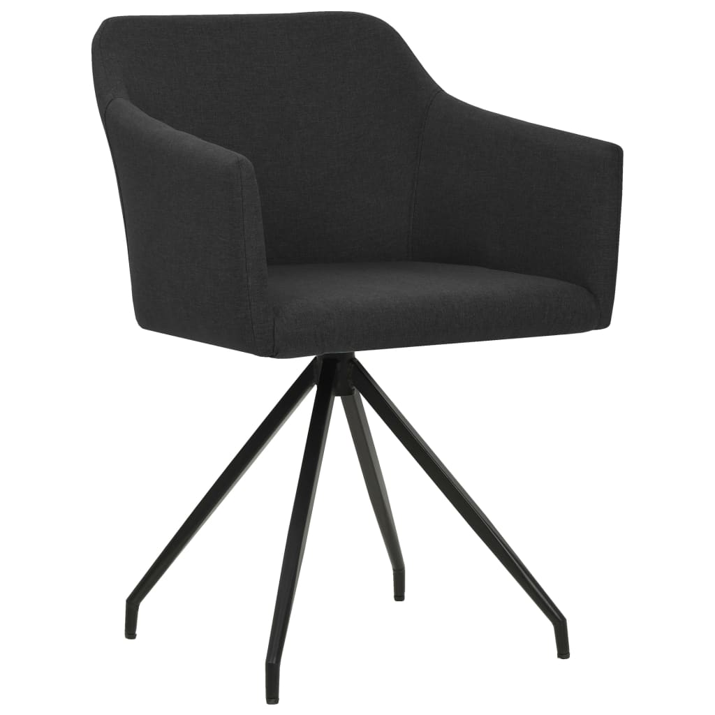 vidaXL Swivel Dining Chairs 2 pcs Black Fabric