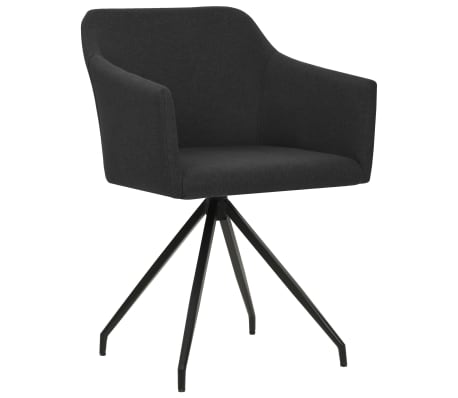 vidaXL Swivel Dining Chairs 2 pcs Black Fabric