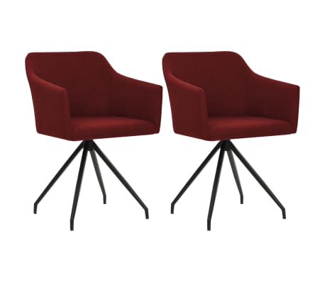 vidaXL 2x Esszimmerstuhl Weinrot Stoff Polsterstuhl Sessel Drehstuhl