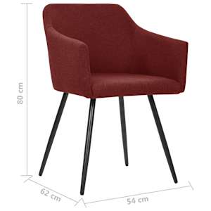323101 vidaXL Dining Chairs 2 pcs Wine Red Fabric - obrázek 7