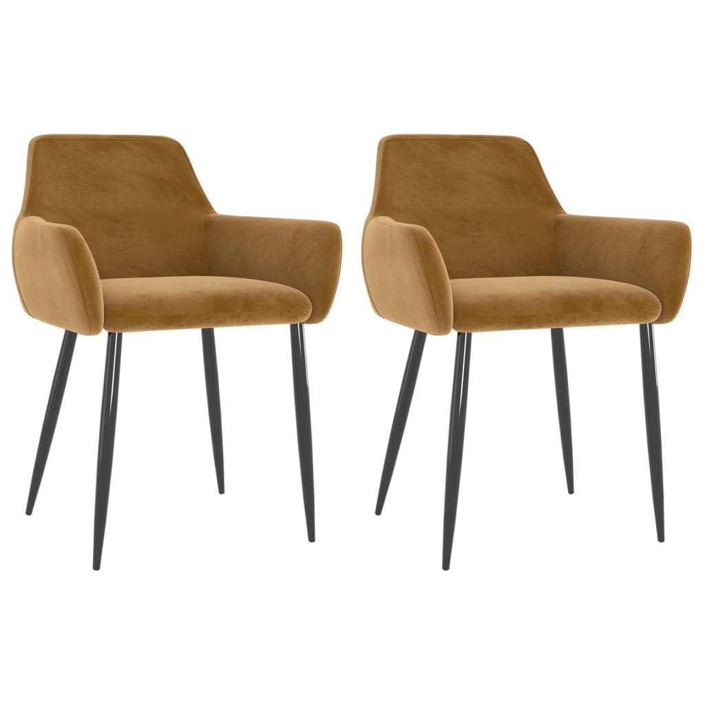 Image of vidaXL Dining Chairs 2 pcs Brown Velvet