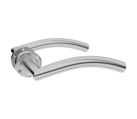 vidaXL Curved Door Handle Set with BB Deadlock Stainless Steel