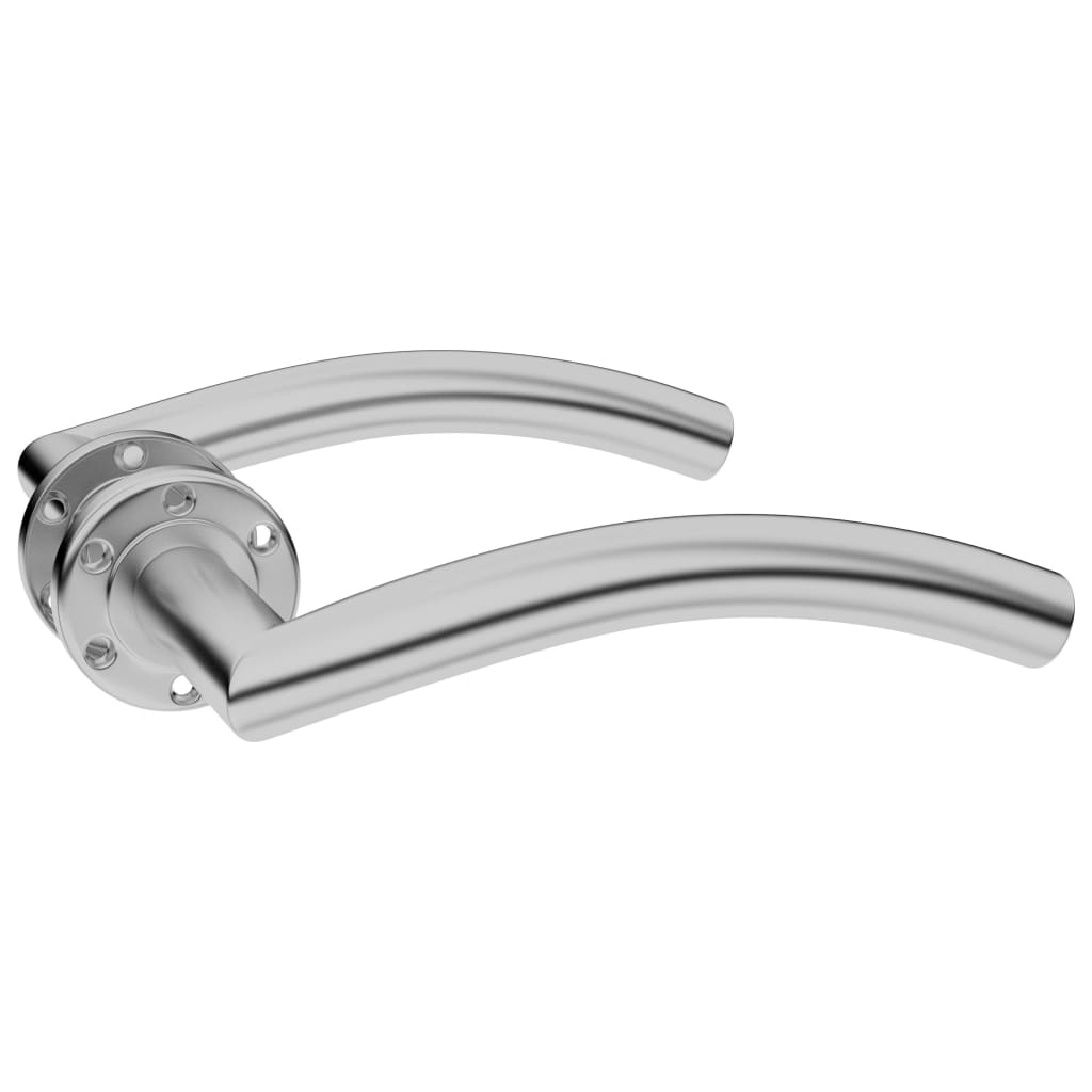 vidaXL Curved Door Handle Set with PZ Profile Cylinder Stainless Steel