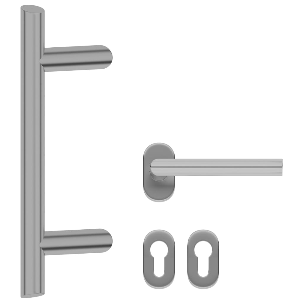 vidaXL Door Handle and Door Bar Set 350 mm Stainless Steel