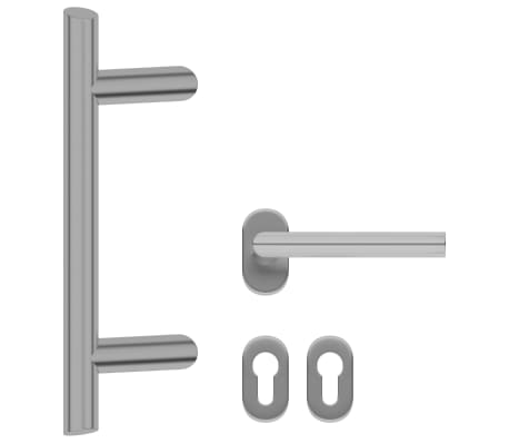 vidaXL Door Handle and Door Bar Set 350 mm Stainless Steel