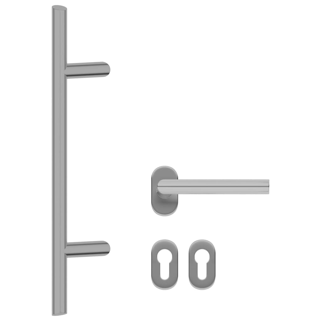 vidaXL Door Handle and Door Bar Set PZ 500 mm Stainless Steel