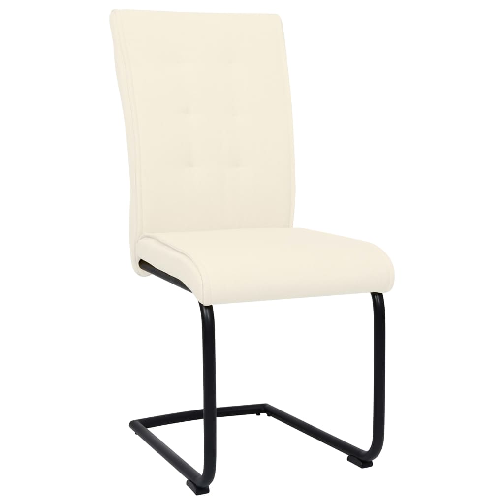 vidaXL Krzesła stołowe, wspornikowe, 2 szt., kremowe, obite tkaniną