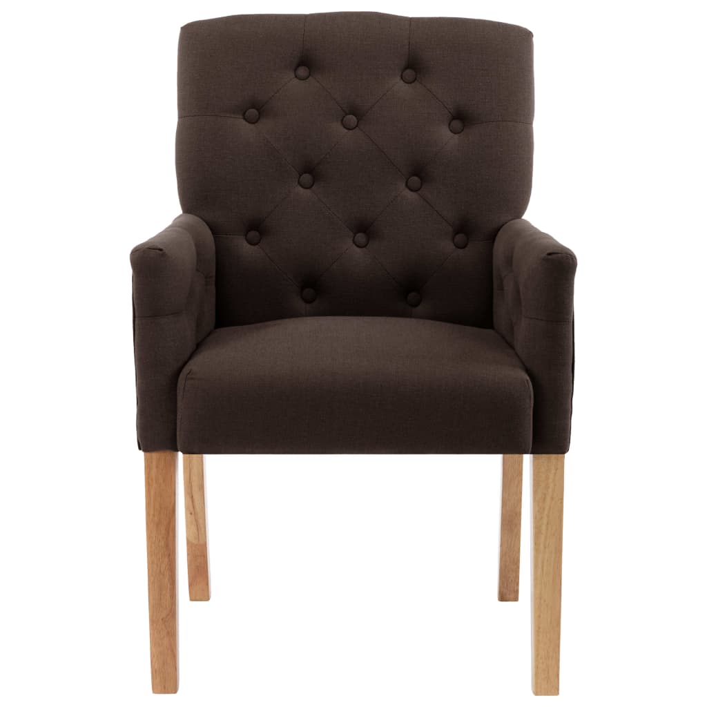 vidaXL Jídelní židle s područkami hnědá textil