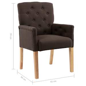 Jídelní židle s područkami hnědá textil - obrázek 7