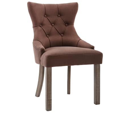 vidaXL Valgomojo kėdės, 2vnt., rudos spalvos, audinys