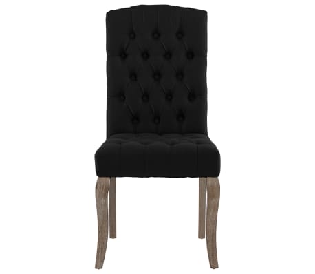 vidaXL Cadeiras de jantar 2 pcs tecido aspeto linho preto