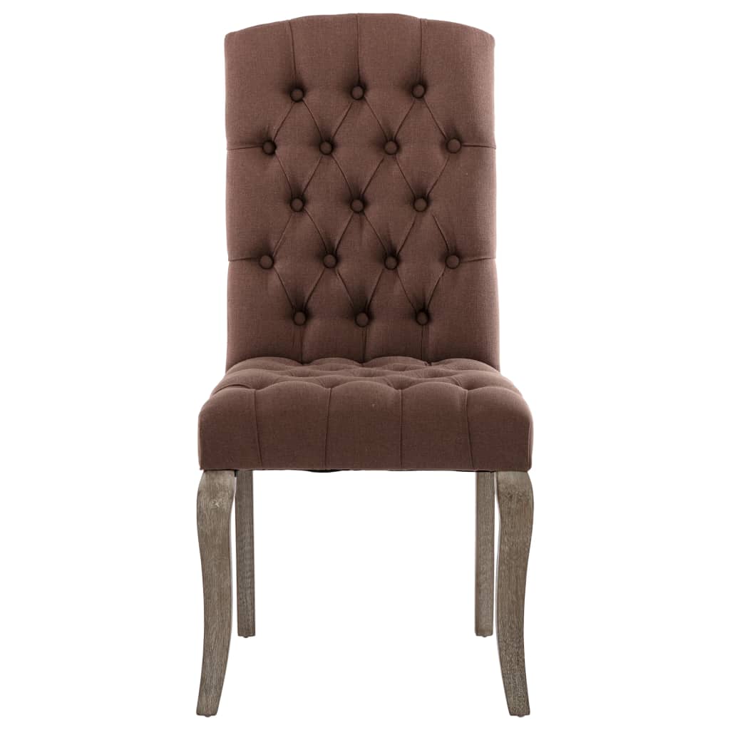 vidaXL Valgomojo kėdės, 2vnt., rudos spalvos, lino išvaizdos audinys