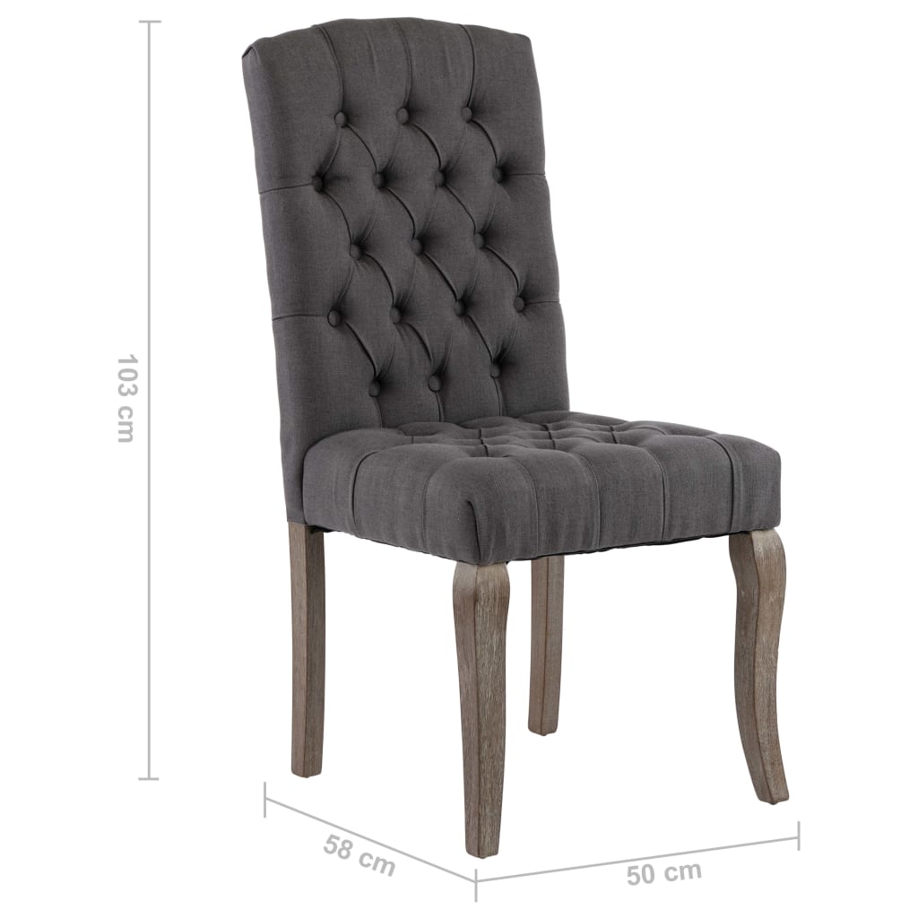 Jídelní židle 2 ks šedé se vzhledem lnu textil