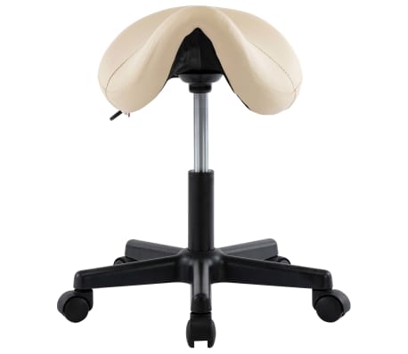 vidaXL Work Stool Cream Faux Leather