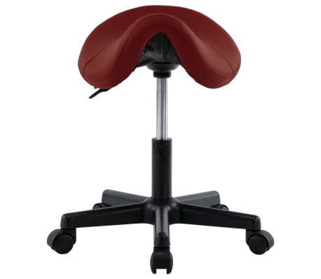 vidaXL Darbo taburetė, raudonojo vyno spalvos, dirbtinė oda