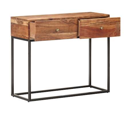 vidaXL Konsolinis staliukas, 90x35x75cm, neapdorota akacijos mediena