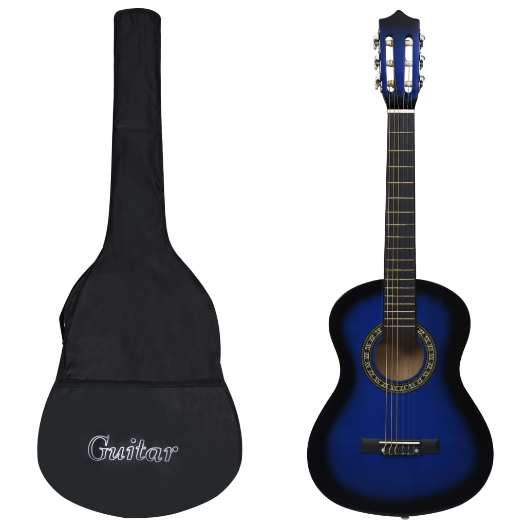 Klassikgitarre für Anfänger und Kinder mit Tasche Blau 1/2 34″