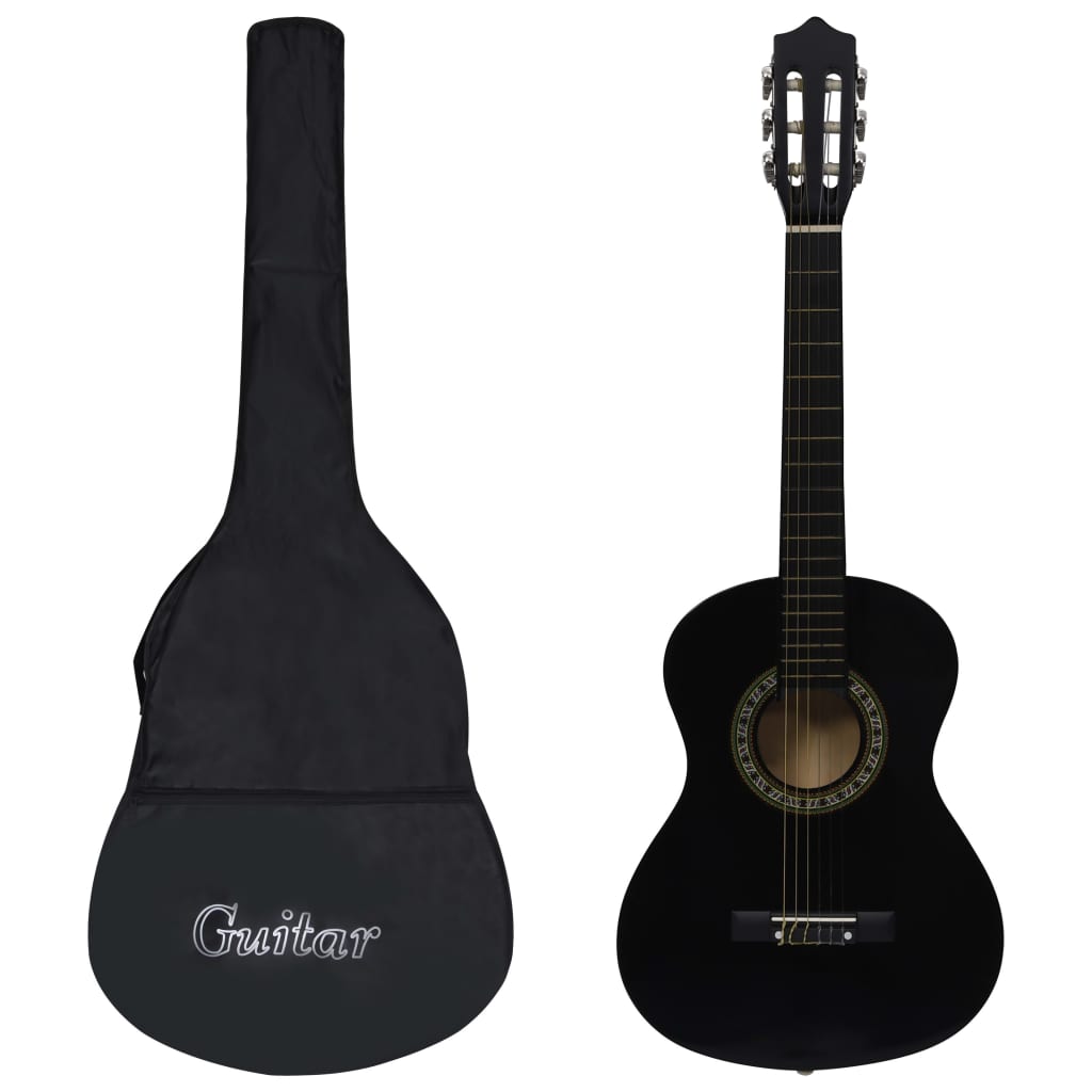 vidaXL Chitară clasică începători și copii, cu husă, negru, 1/2 34″ vidaxl.ro