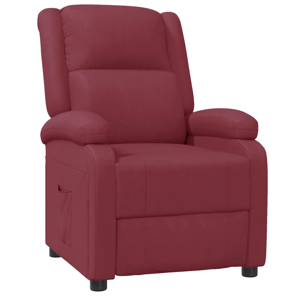 322440 vidaXL Recliner Wine Red Faux Leather