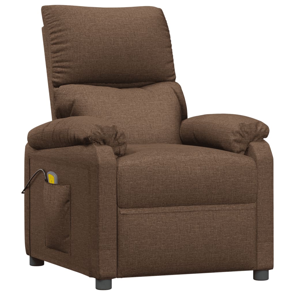 vidaXL Masážní křeslo hnědé textil