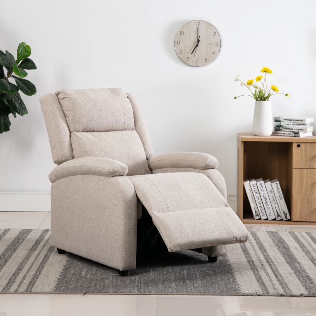 vidaXL Recliner Chair Cream Fabric