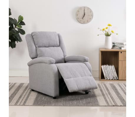 vidaXL Recliner Chair Light Gray Fabric