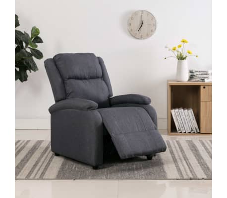 vidaXL Recliner Chair Dark Gray Fabric, Wood, Metal Standard