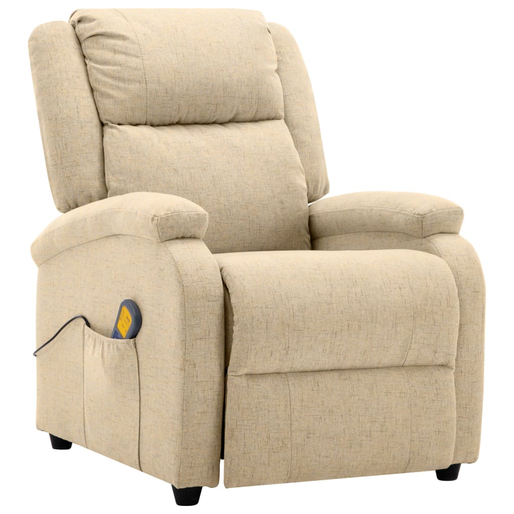 

vidaXL Massage Recliner Cream Fabric