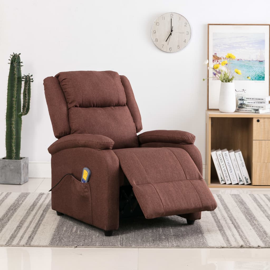 322466 vidaXL Massage Recliner Brown Fabric (AU/US only)