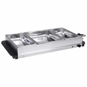 vidaXL Buffetvarmer rustfritt st&aring;l 400 W 2x2,5L+1x4L