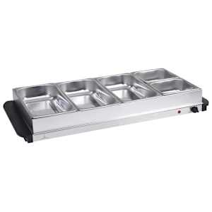vidaXL Μπουφές Σερβιρίσματος 400 W 3x2,5L + 2x1L από Ανοξείδωτο Ατσάλι