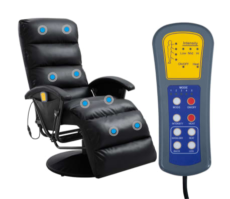 vidaXL TV Massage Recliner Black Faux Leather