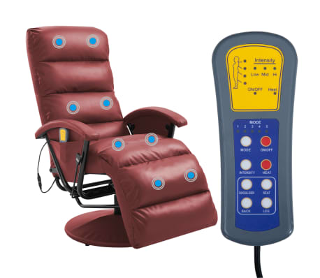 vidaXL TV Massage Recliner Wine Red Faux Leather