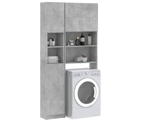 vidaXL Conj. armários máquina lavar roupa contraplacado cinza cimento