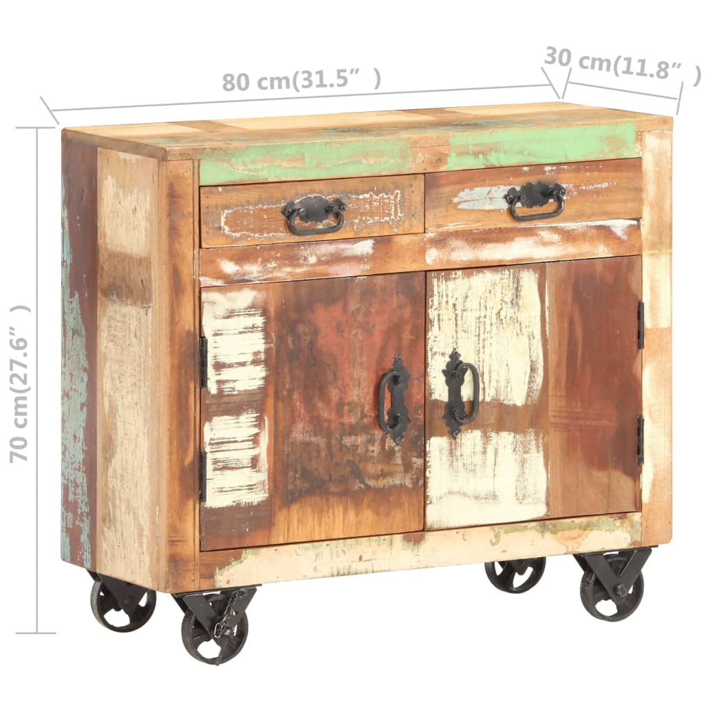 Servantă, 80 x 30 x 70 cm, lemn masiv reciclat