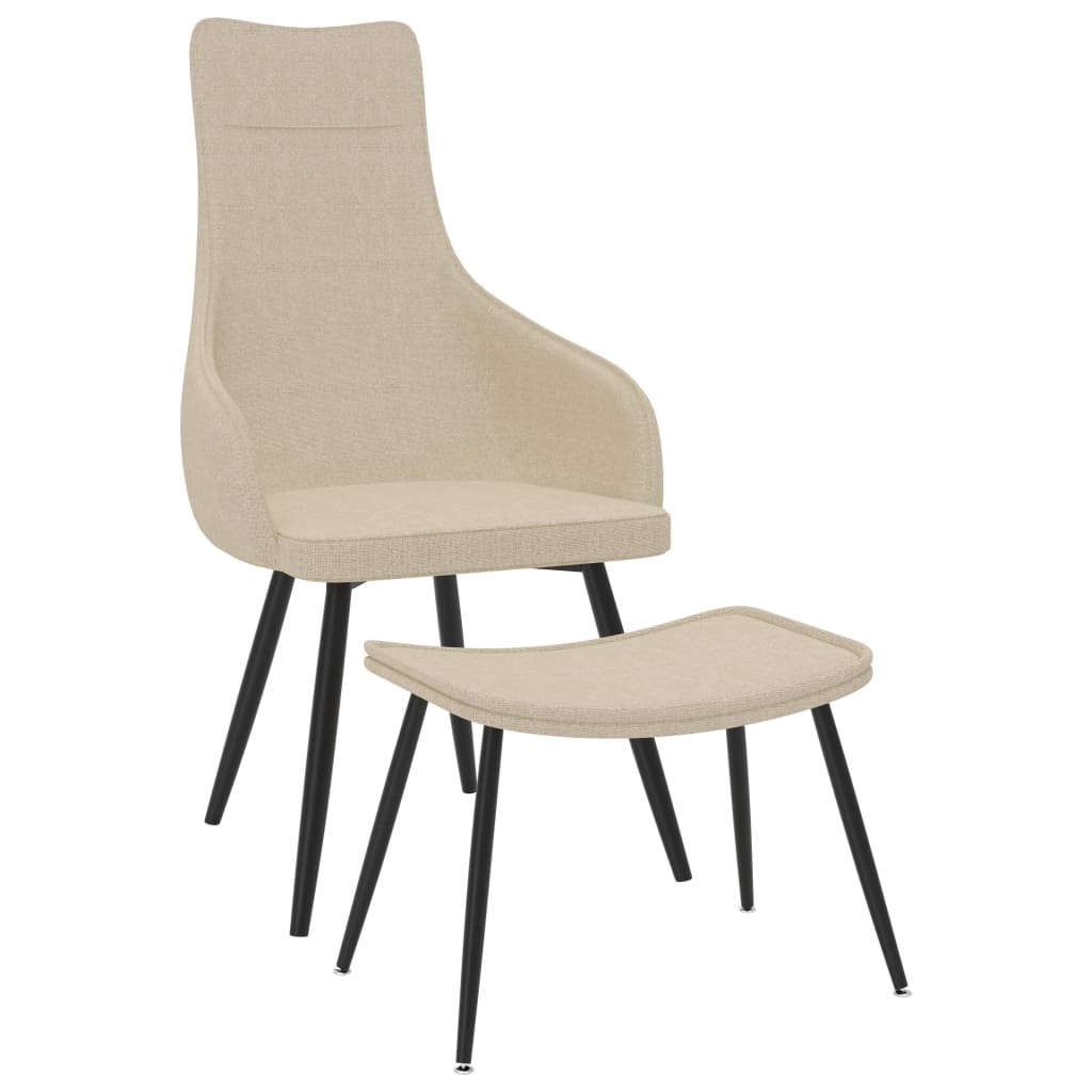 Chaise de canapé avec repose-pied Crème Tissu