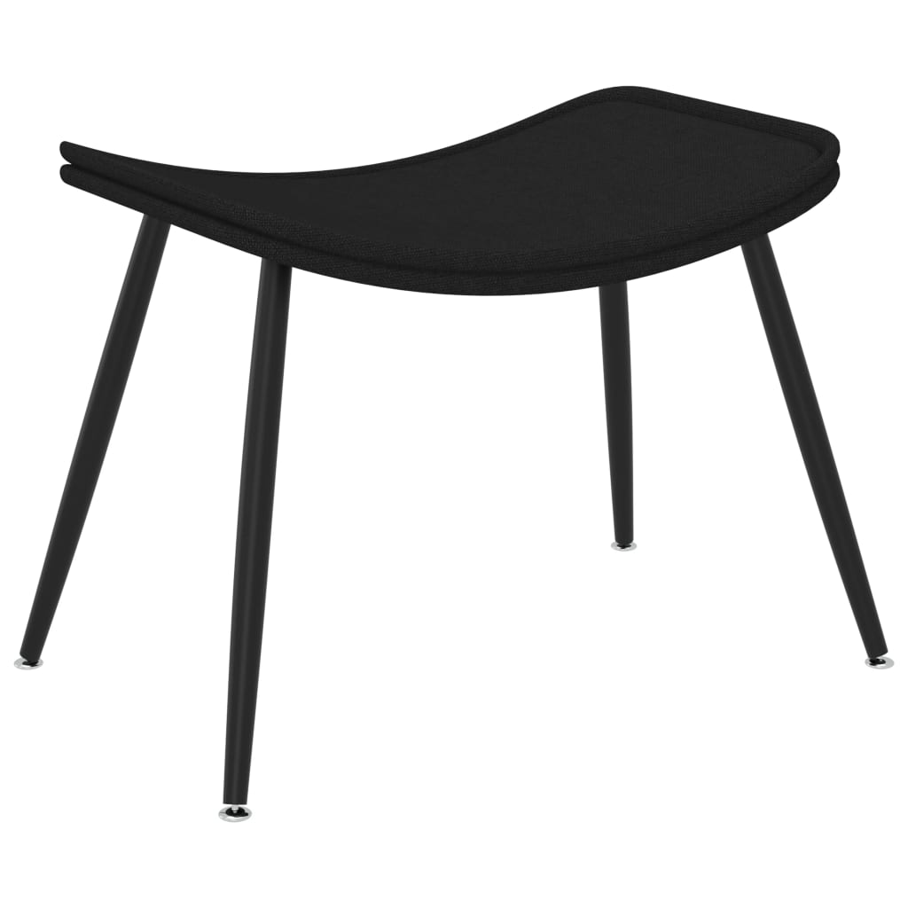 Фотьойл с табуретка, черен, текстил