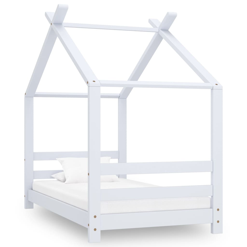 vidaXL Cadru pat de copii, alb, 70 x 140 cm, lemn masiv de pin vidaXL imagine 2022