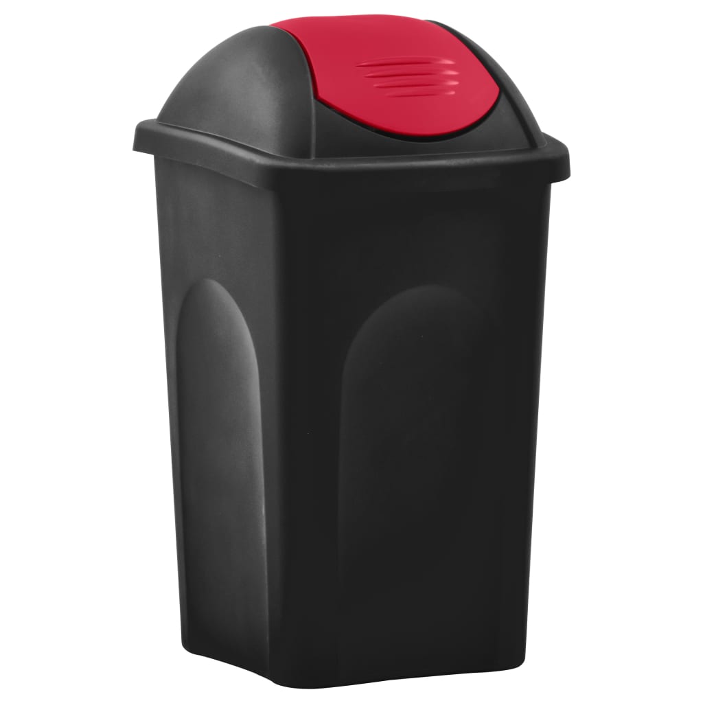 vidaXL Coș de gunoi cu capac oscilant, negru și roșu, 60L vidaxl.ro