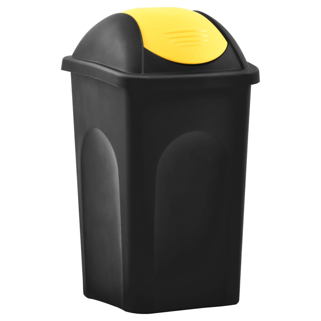 vidaXL Coș de gunoi cu capac oscilant, negru și galben, 60L vidaXL